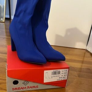 Dream Pairs Women's Vibrant Blue Heeled Boots